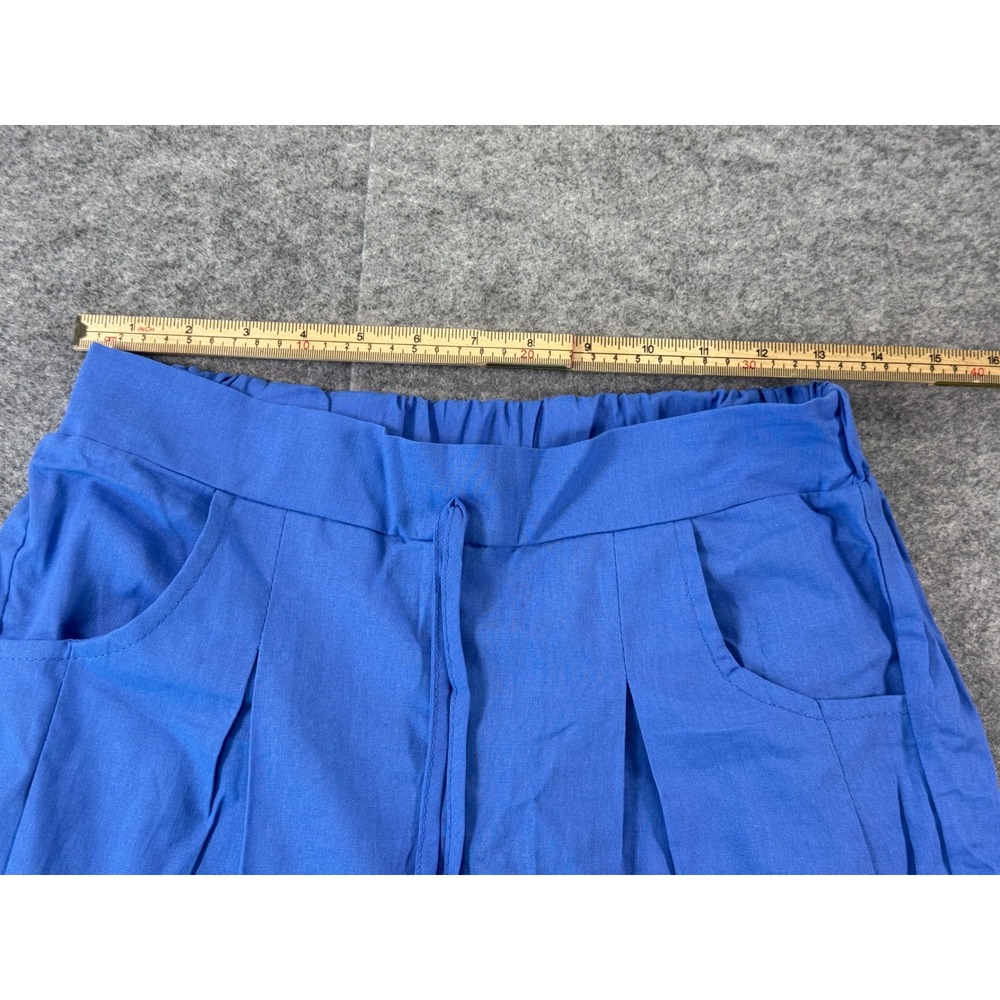 Unbranded Wide Leg Pants Women Large Blue Drawstring High Rise Pleated Summer - Picture 4 of 16